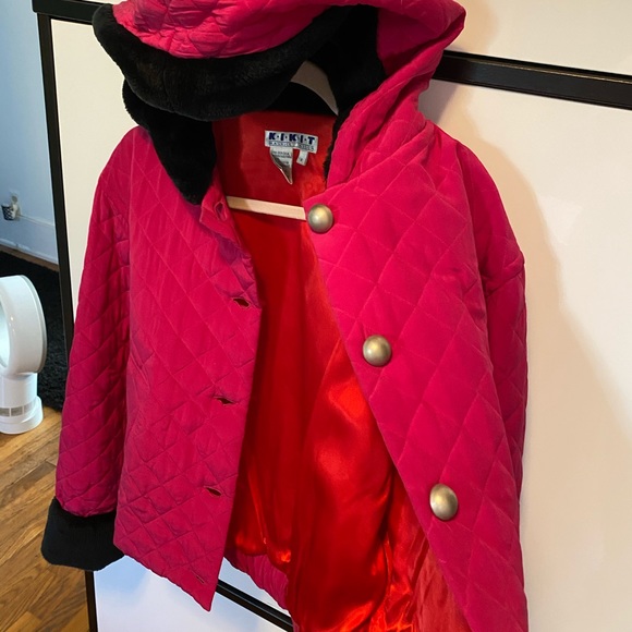 Vintage KiKit Pink& Red Silk Quilted Hooded Jacket - Picture 2 of 13